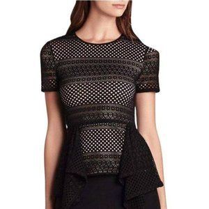 BCBG Max Azria Black & Tan Peplum Top